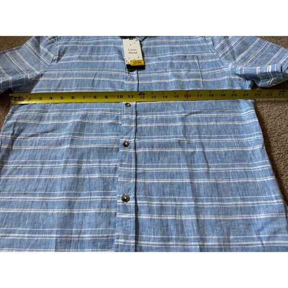 Silver Jeans Co Linen Blend Short Sleeve Button Up Shirt Minimalist Coastal - Picture 7 of 9